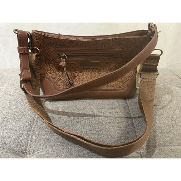 NWT Frye & Co Floral Tooled Shoulder Bag - Picture 8 of 12